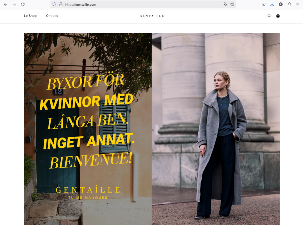 A picture of the Gentaille landing page.